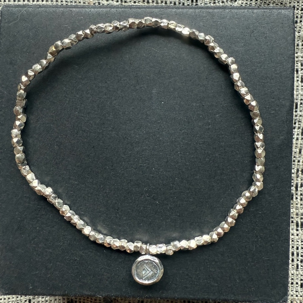 Silpada Silver Solid Stretch Bracelet .925 Facete… - image 1